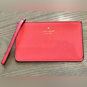 Kate Spade Staci Coral Pink Saffiano Leather Wristlet NWOT